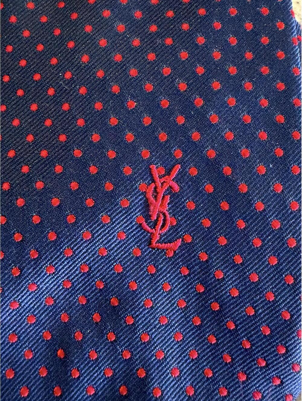 YVES SAINT LAURENT YSL EMBROIDERED LOGO NECK TIE - Picture 2 of 5